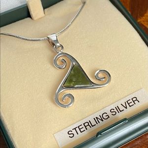 Irish Connemara Marble Necklace, Sterling Silver